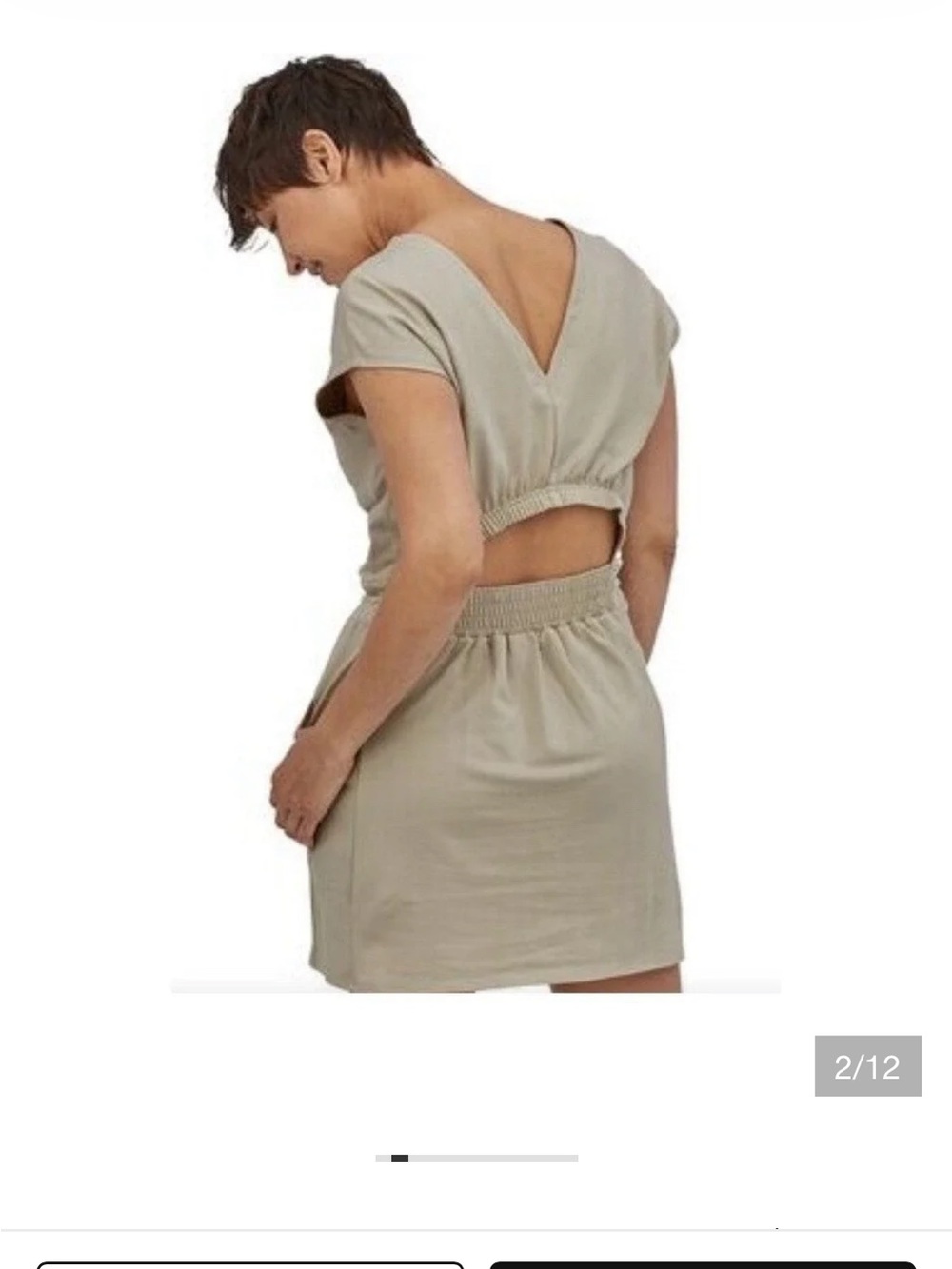 Patagonia Women's V-Neck Midi Dress in Light Beige